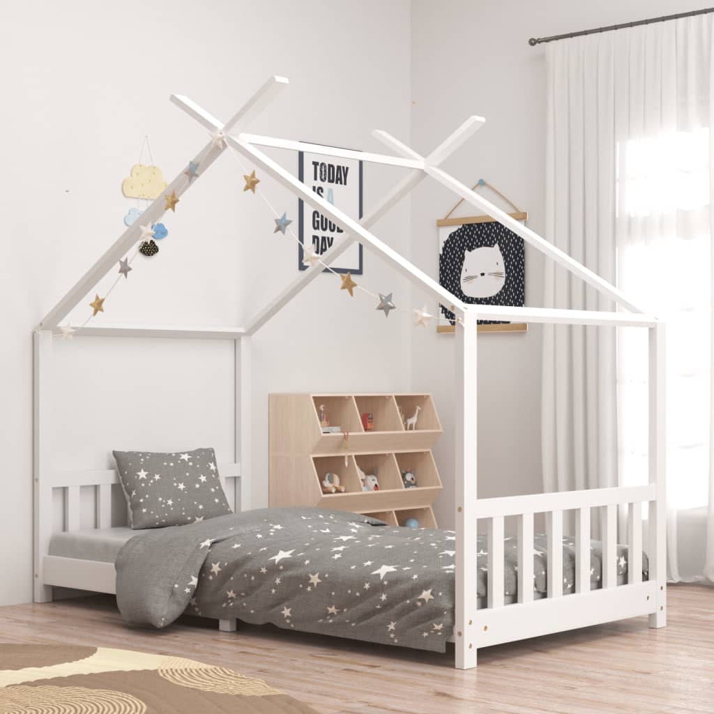 Kinderbedframe massief grenenhout wit 90x200 cm is nu te koop bij PeponiXL, paradijselijk wonen!