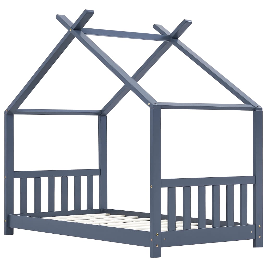 Kinderbedframe massief grenenhout grijs 80x160 cm is nu te koop bij PeponiXL, paradijselijk wonen!