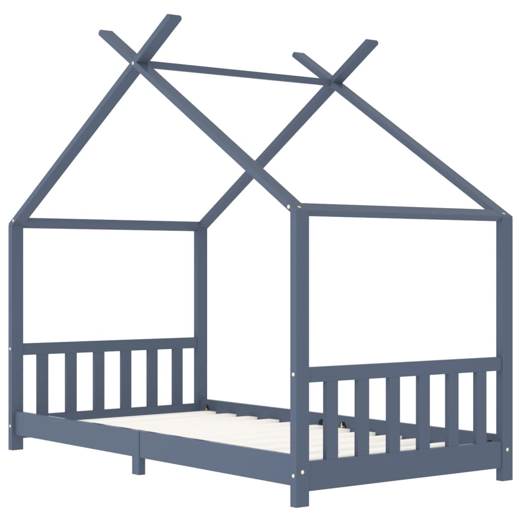 Kinderbedframe massief grenenhout grijs 90x200 cm is nu te koop bij PeponiXL, paradijselijk wonen!