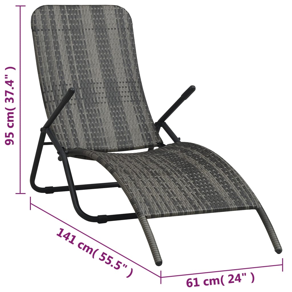 Ligbed inklapbaar poly rattan grijs is nu te koop bij PeponiXL, paradijselijk wonen!