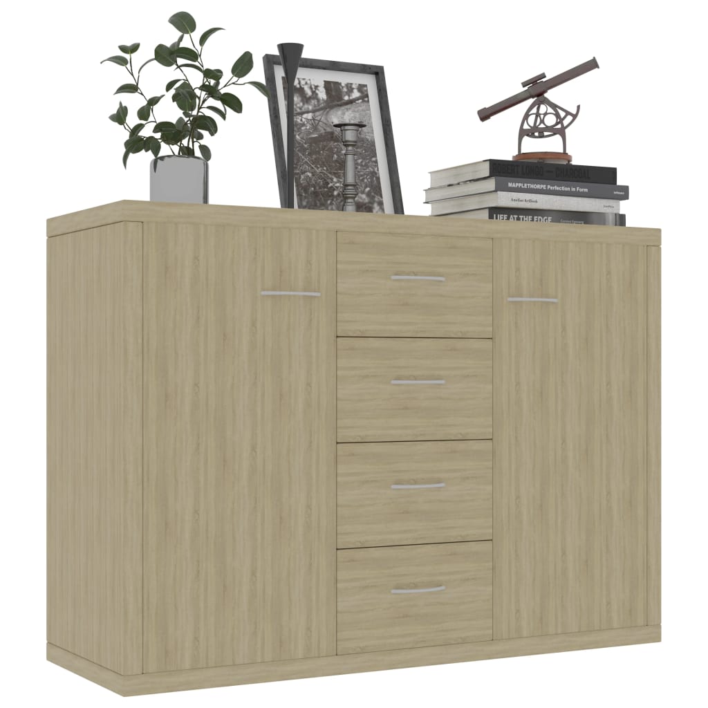 Dressoir 88x30x65 cm bewerkt hout sonoma eikenkleurig is nu te koop bij PeponiXL, paradijselijk wonen!