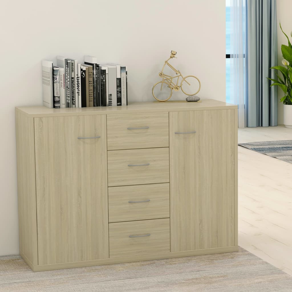 Dressoir 88x30x65 cm bewerkt hout sonoma eikenkleurig is nu te koop bij PeponiXL, paradijselijk wonen!