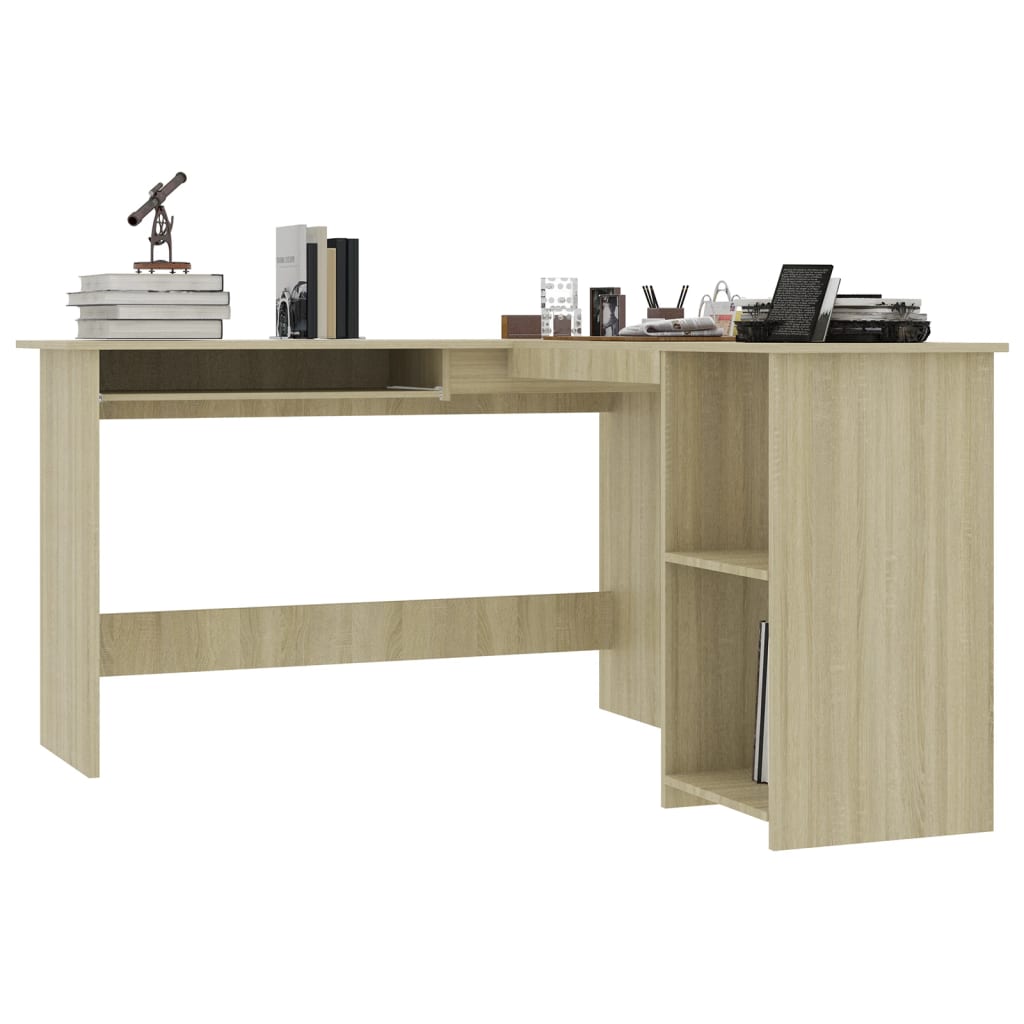 Hoekbureau L-vormig 120x140x75cm bewerkt hout sonoma eikenkleur is nu te koop bij PeponiXL, paradijselijk wonen!