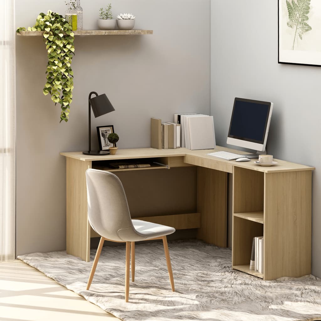 Hoekbureau L-vormig 120x140x75cm bewerkt hout sonoma eikenkleur is nu te koop bij PeponiXL, paradijselijk wonen!
