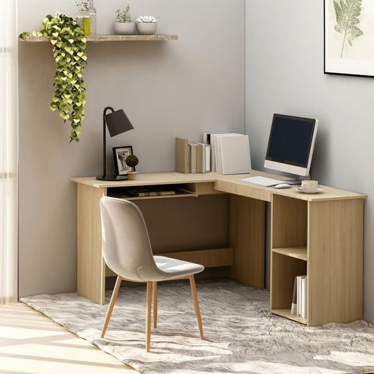 Hoekbureau L-vormig 120x140x75cm bewerkt hout sonoma eikenkleur is nu te koop bij PeponiXL, paradijselijk wonen!
