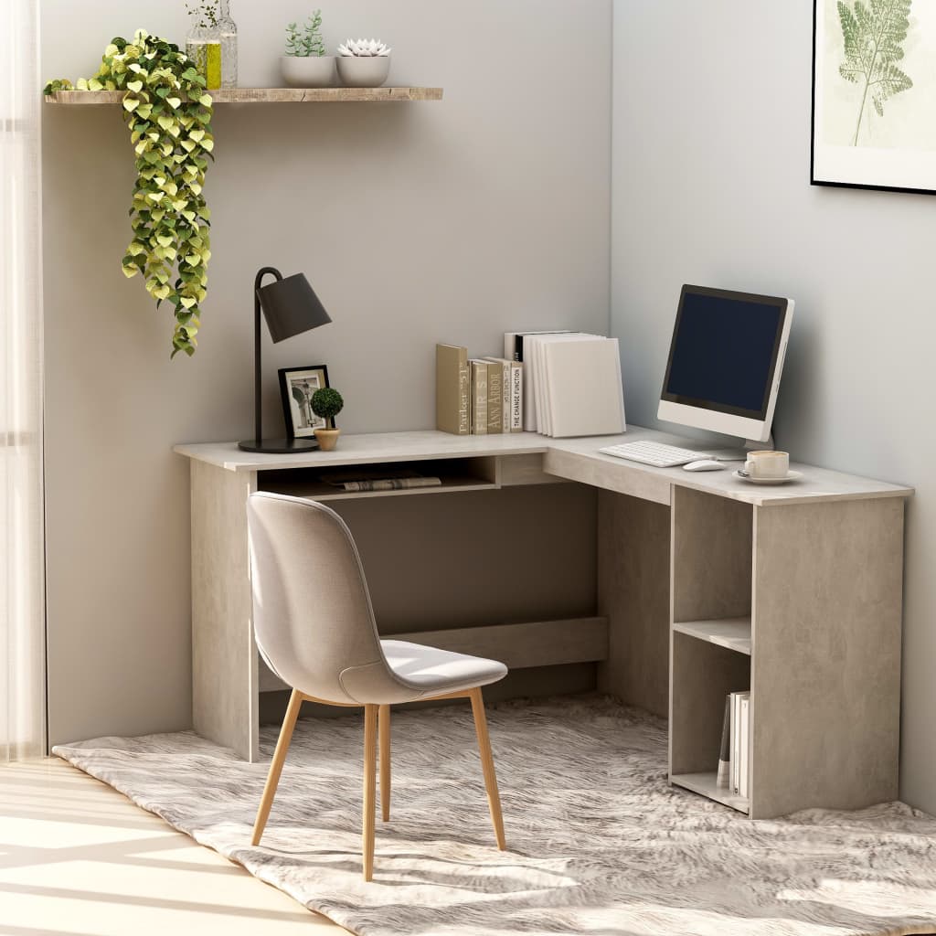 Hoekbureau L-vormig 120x140x75 cm bewerkt hout betongrijs is nu te koop bij PeponiXL, paradijselijk wonen!