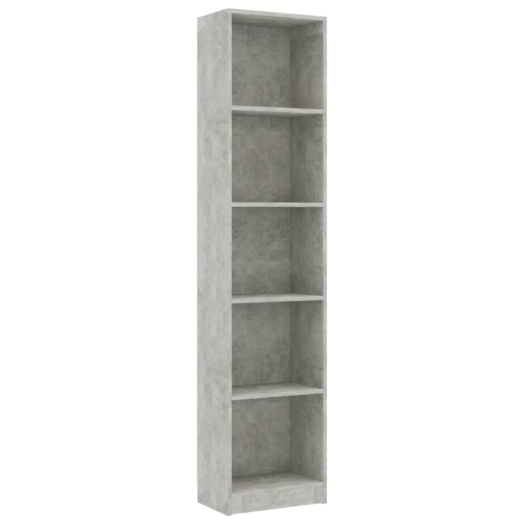 Boekenkast met 5 schappen 40x24x175 cm bewerkt hout betongrijs is nu te koop bij PeponiXL, paradijselijk wonen!