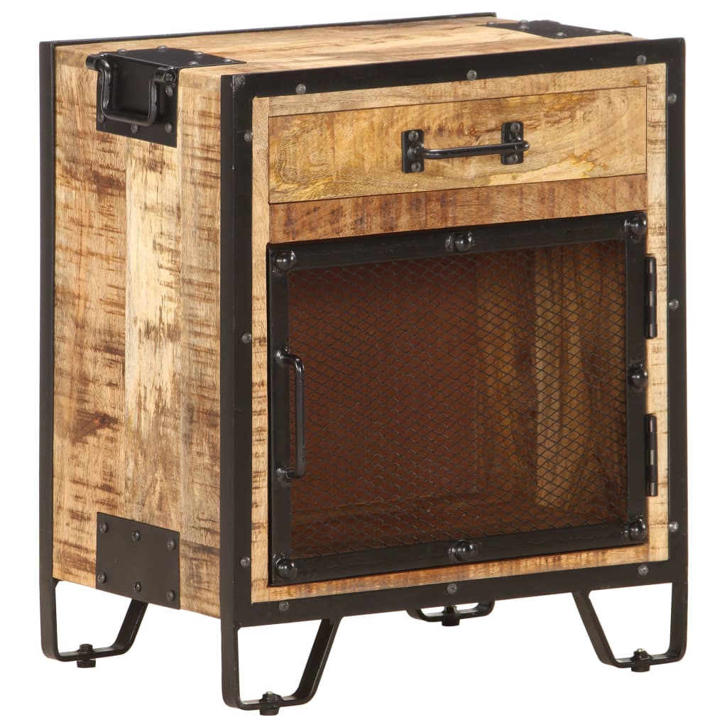 Nachtkastje 43x30x51 cm massief ruw mangohout is nu te koop bij PeponiXL, paradijselijk wonen!