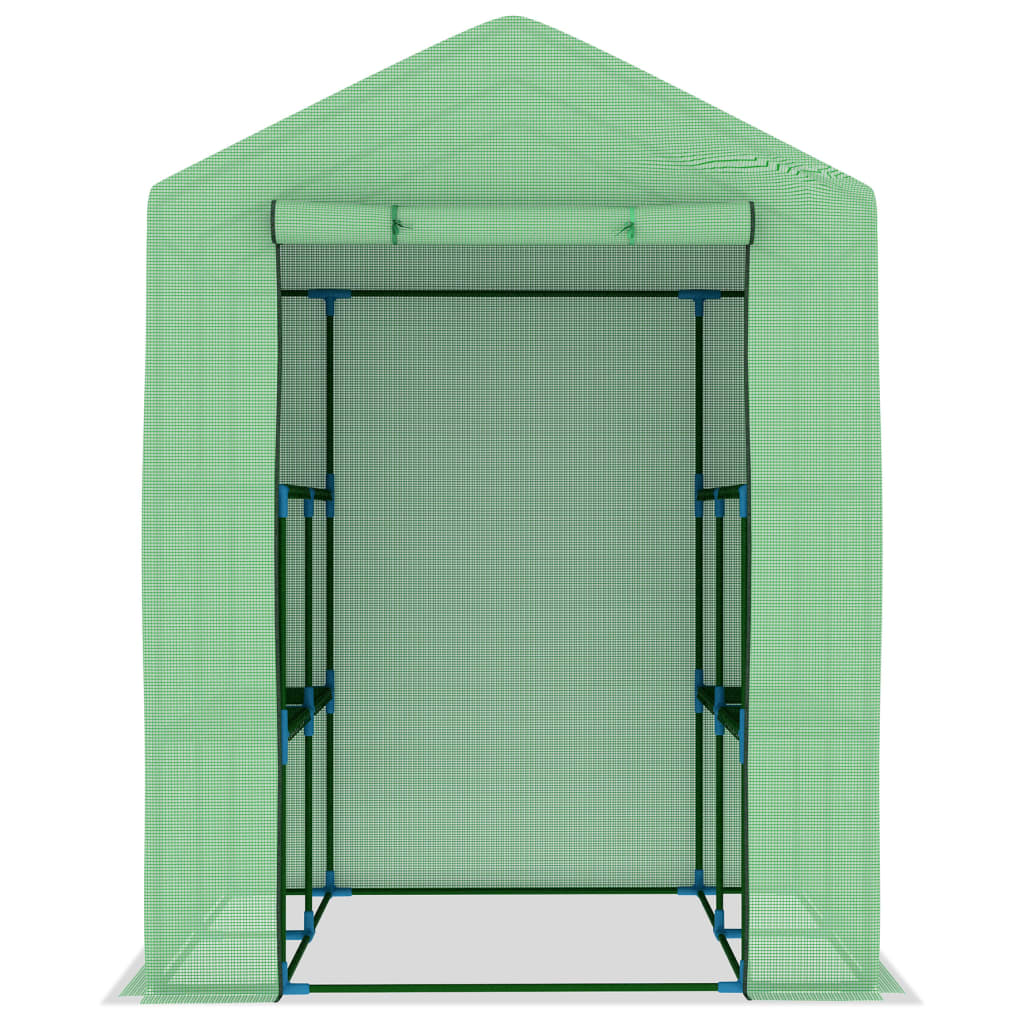Tuinkas met schappen 143x143x195 cm staal is nu te koop bij PeponiXL, paradijselijk wonen!