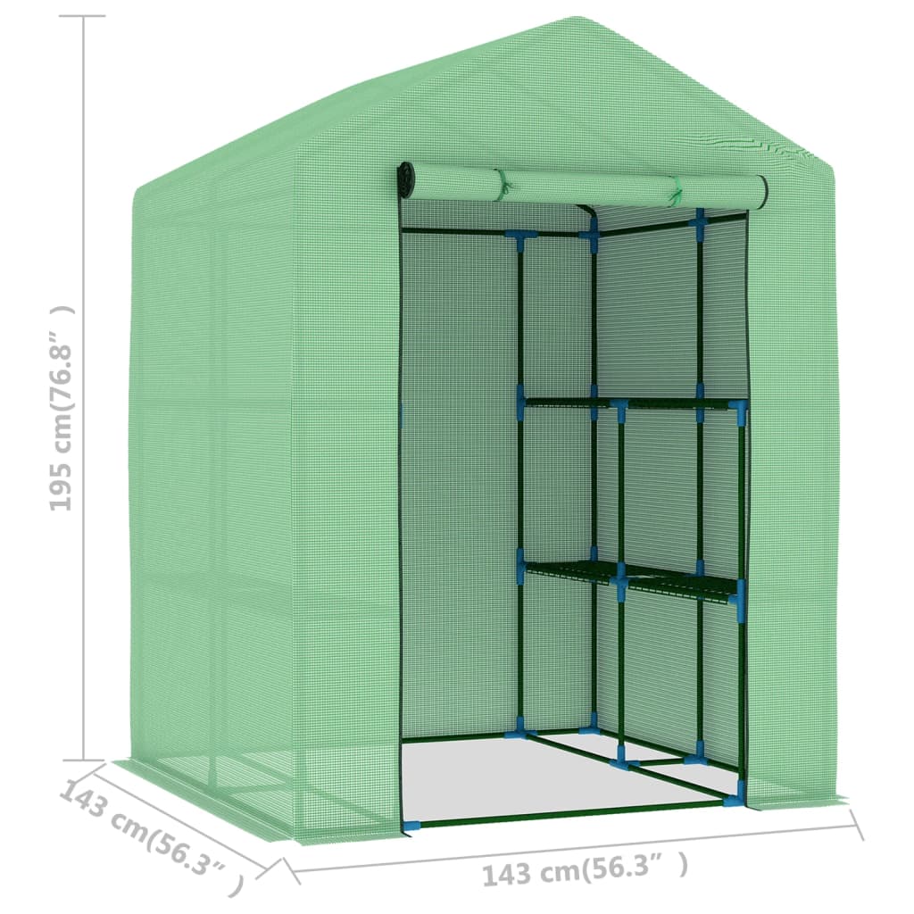 Tuinkas met schappen 143x143x195 cm staal is nu te koop bij PeponiXL, paradijselijk wonen!