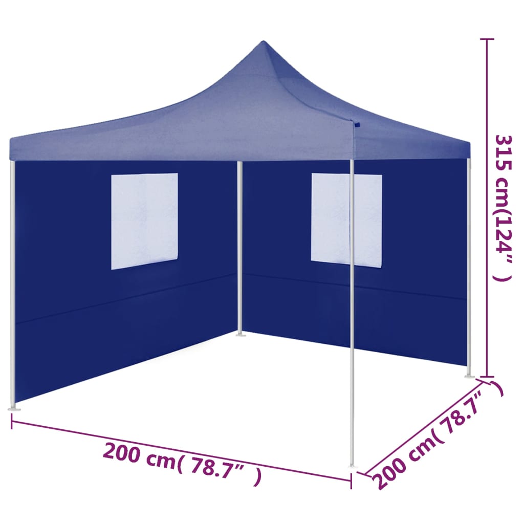 Partytent met 2 zijwanden inklapbaar 2x2 m staal blauw is nu te koop bij PeponiXL, paradijselijk wonen!