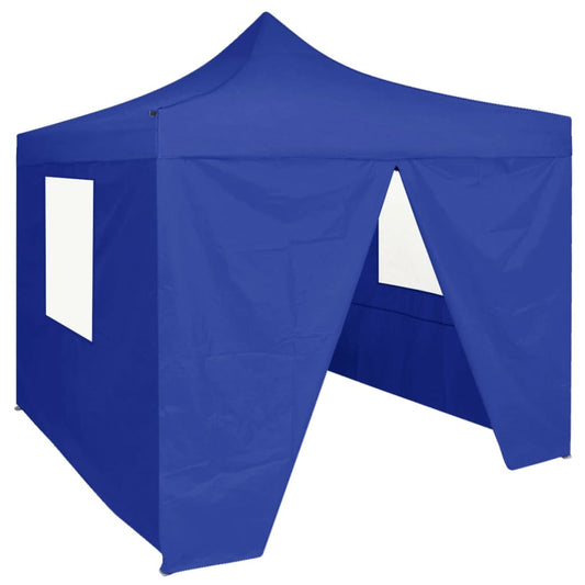 Partytent met 4 zijwanden inklapbaar 2x2 m staal blauw is nu te koop bij PeponiXL, paradijselijk wonen!
