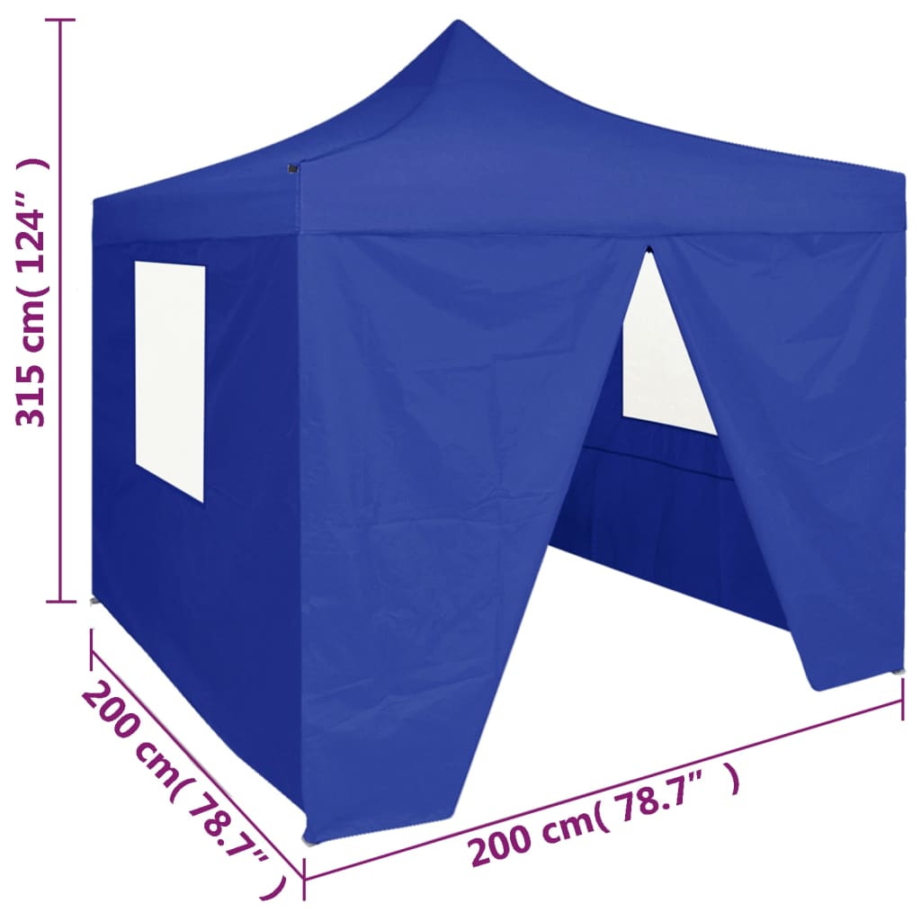 Partytent met 4 zijwanden inklapbaar 2x2 m staal blauw is nu te koop bij PeponiXL, paradijselijk wonen!