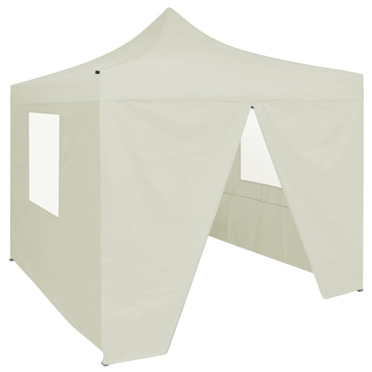 Partytent met 4 zijwanden inklapbaar 2x2 m staal crème is nu te koop bij PeponiXL, paradijselijk wonen!