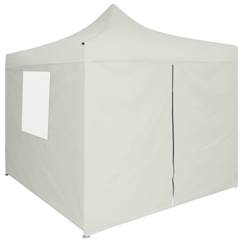 Partytent met 4 zijwanden inklapbaar 2x2 m staal crème is nu te koop bij PeponiXL, paradijselijk wonen!