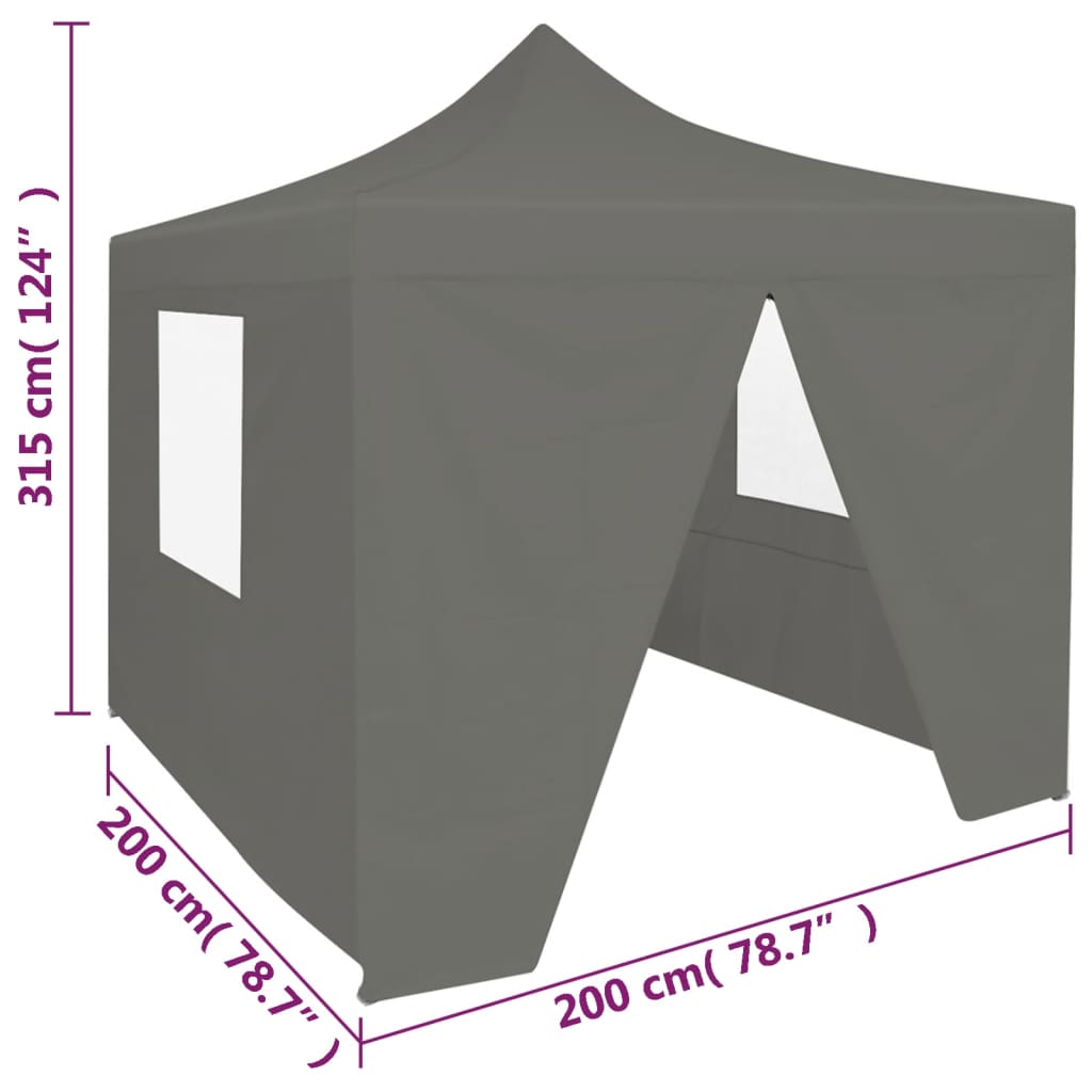 Partytent met 4 zijwanden inklapbaar 2x2 m staal antraciet is nu te koop bij PeponiXL, paradijselijk wonen!