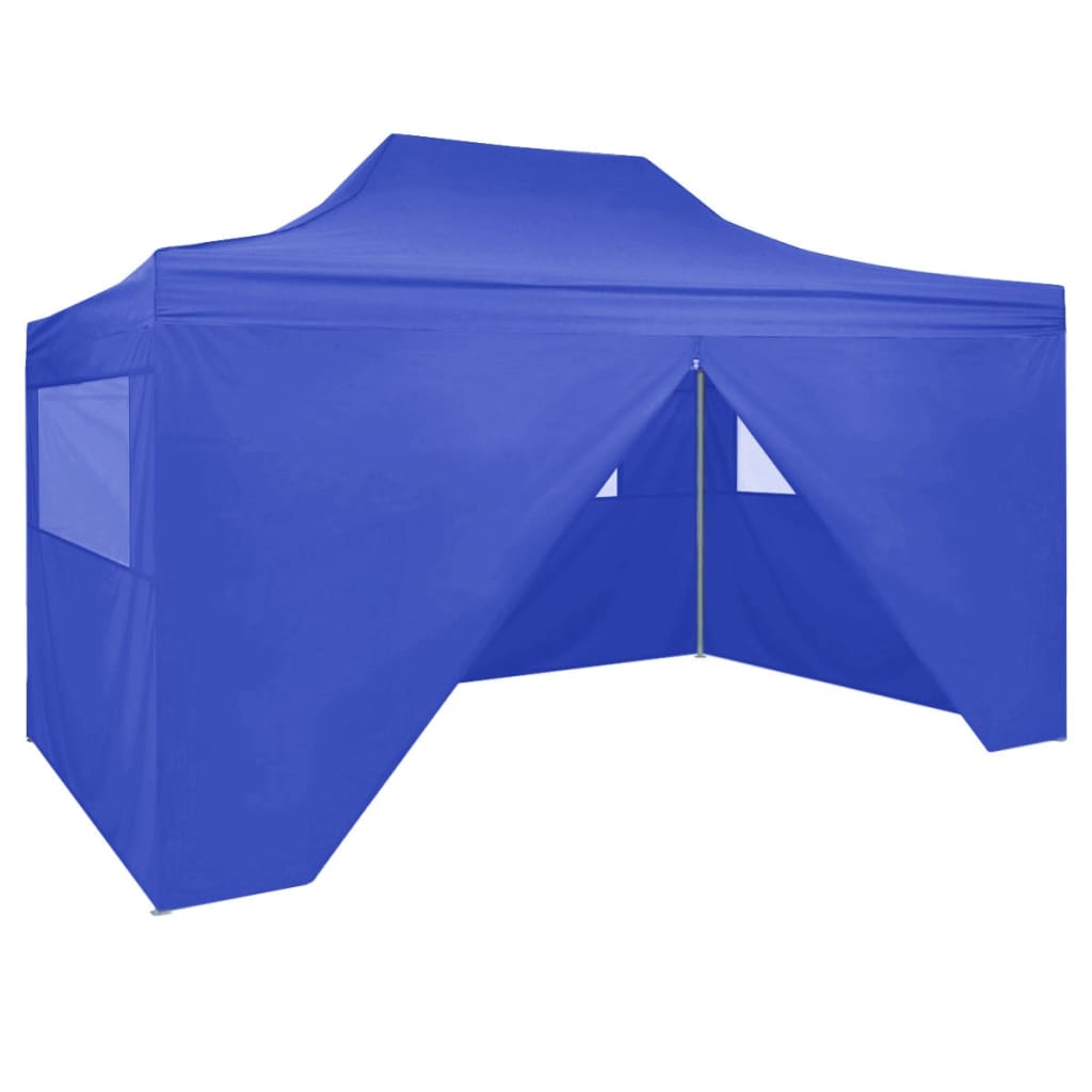 Partytent met 4 zijwanden inklapbaar 3x4 m staal blauw is nu te koop bij PeponiXL, paradijselijk wonen!