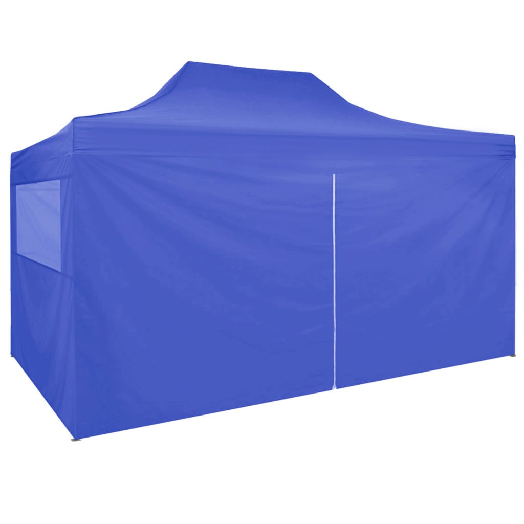 Partytent met 4 zijwanden inklapbaar 3x4 m staal blauw is nu te koop bij PeponiXL, paradijselijk wonen!