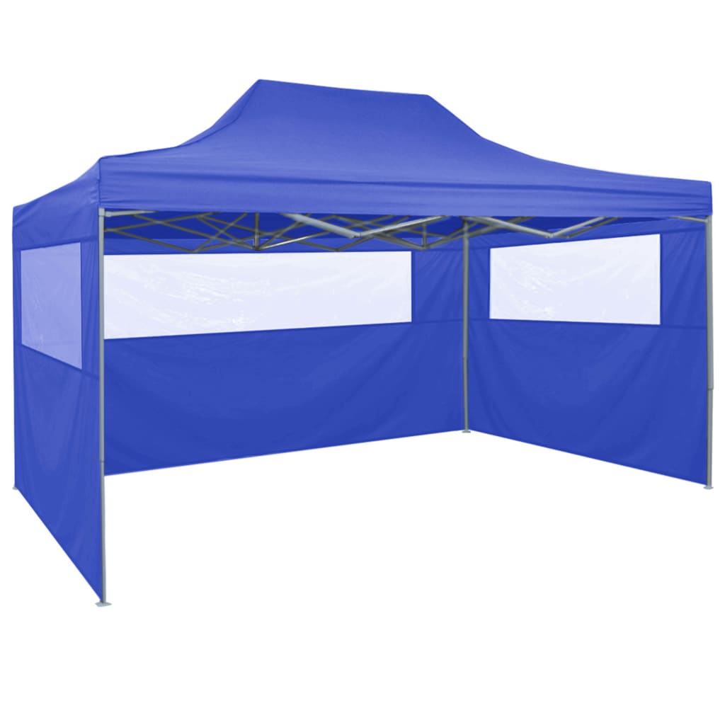 Partytent met 4 zijwanden inklapbaar 3x4 m staal blauw is nu te koop bij PeponiXL, paradijselijk wonen!