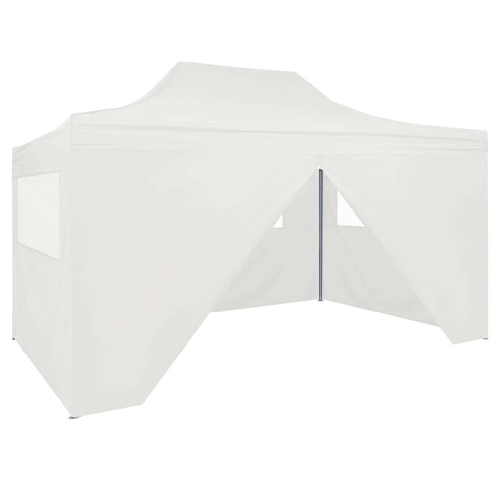 Partytent met 4 zijwanden inklapbaar 280x410x315 cm staal wit is nu te koop bij PeponiXL, paradijselijk wonen!
