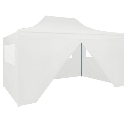 Partytent met 4 zijwanden inklapbaar 280x410x315 cm staal wit is nu te koop bij PeponiXL, paradijselijk wonen!