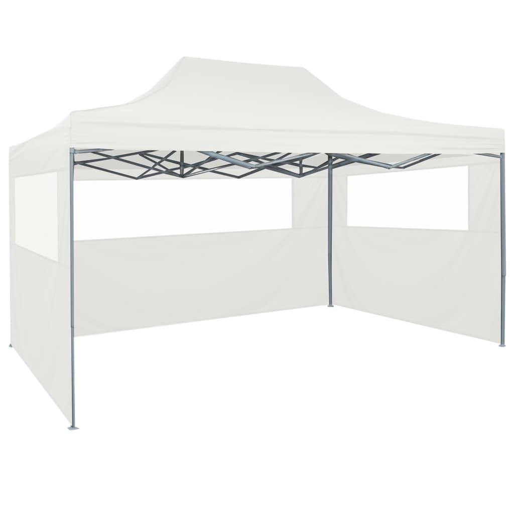 Partytent met 4 zijwanden inklapbaar 280x410x315 cm staal wit is nu te koop bij PeponiXL, paradijselijk wonen!