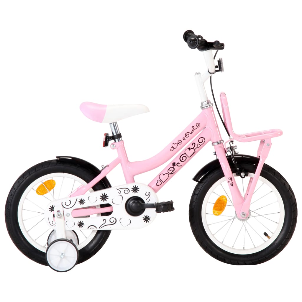 Kinderfiets met voordrager 14 inch wit en roze is nu te koop bij PeponiXL, paradijselijk wonen!