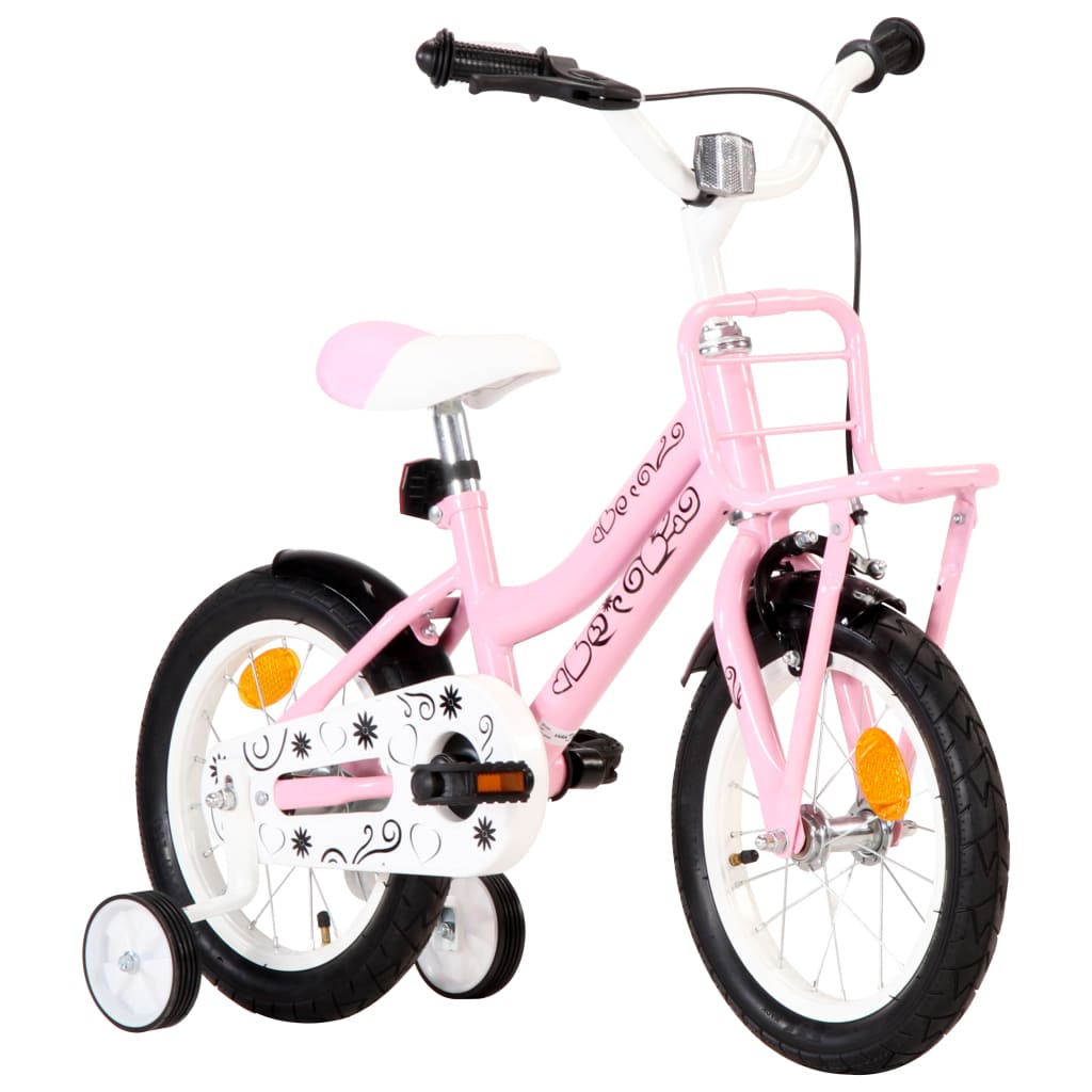 Kinderfiets met voordrager 14 inch wit en roze is nu te koop bij PeponiXL, paradijselijk wonen!