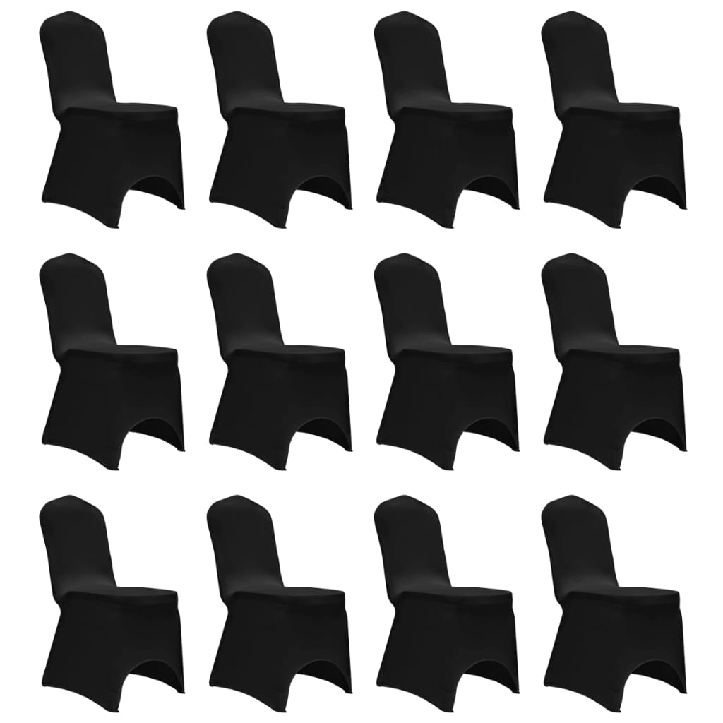 Stoelhoezen stretch 12 st zwart is nu te koop bij PeponiXL, paradijselijk wonen!
