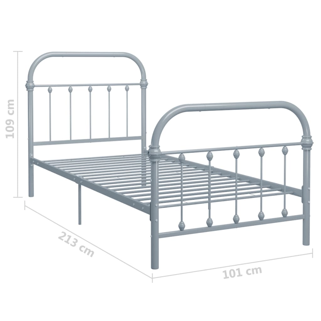 Bedframe metaal grijs 90x200 cm is nu te koop bij PeponiXL, paradijselijk wonen!