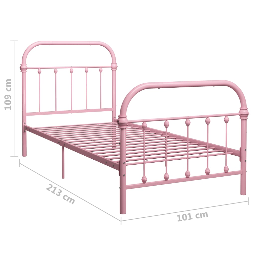 Bedframe metaal roze 90x200 cm is nu te koop bij PeponiXL, paradijselijk wonen!