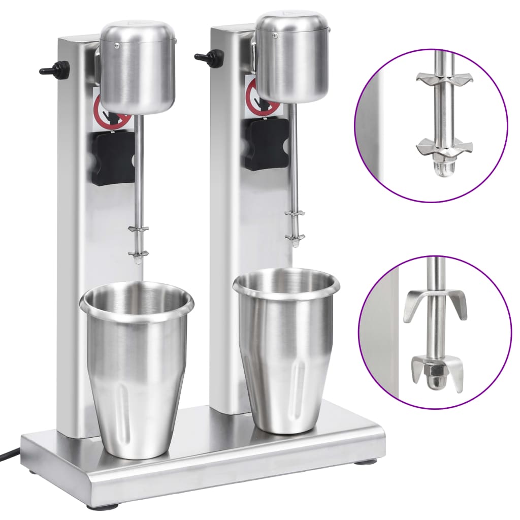 Milkshake mixer met dubbele bekers roestvrij staal 2 L is nu te koop bij PeponiXL, paradijselijk wonen!