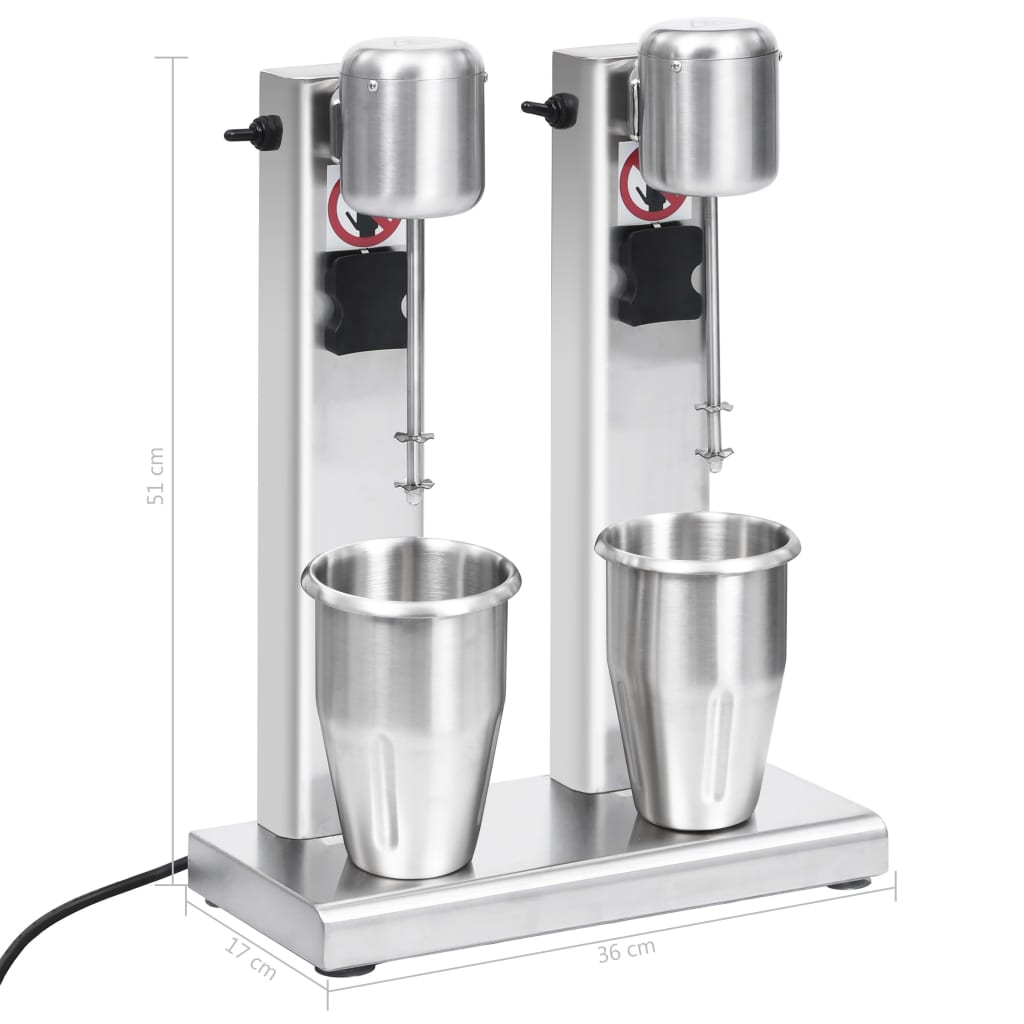 Milkshake mixer met dubbele bekers roestvrij staal 2 L is nu te koop bij PeponiXL, paradijselijk wonen!