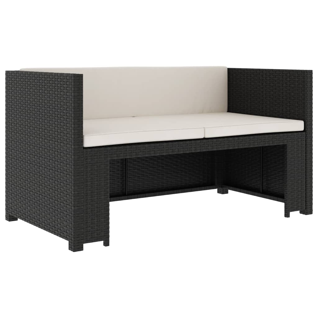 5-delige Loungeset met kussens poly rattan zwart is nu te koop bij PeponiXL, paradijselijk wonen!