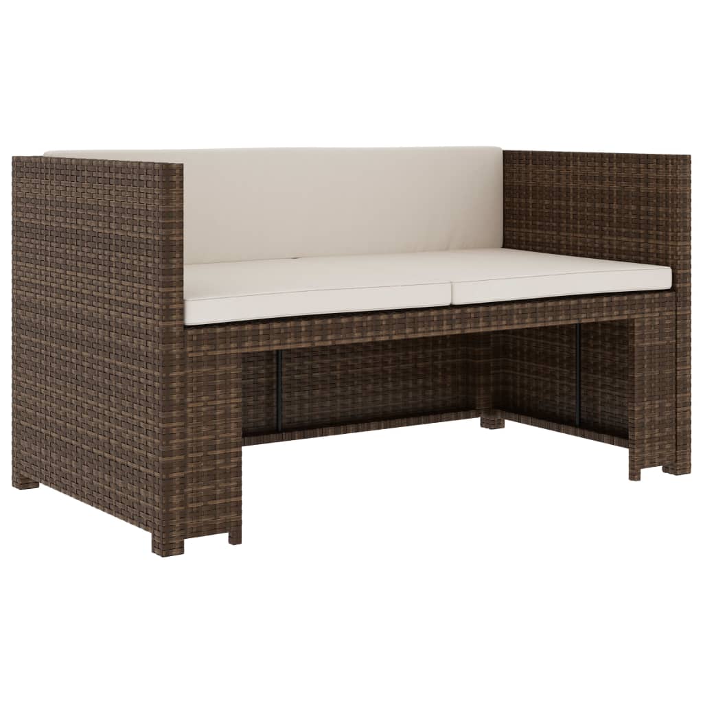 5-delige Loungeset met kussens poly rattan bruin is nu te koop bij PeponiXL, paradijselijk wonen!