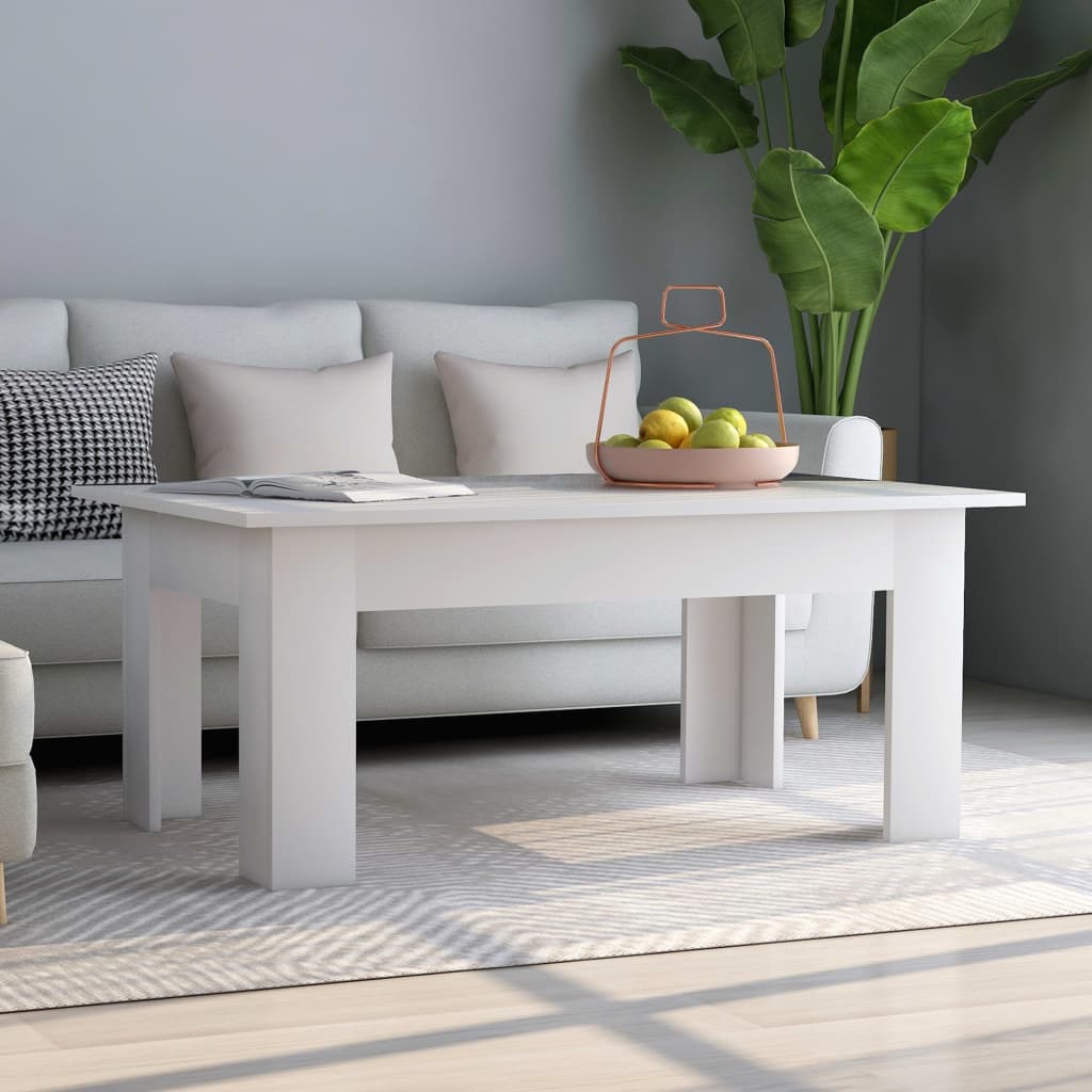 Salontafel 100x60x42 cm bewerkt hout wit is nu te koop bij PeponiXL, paradijselijk wonen!
