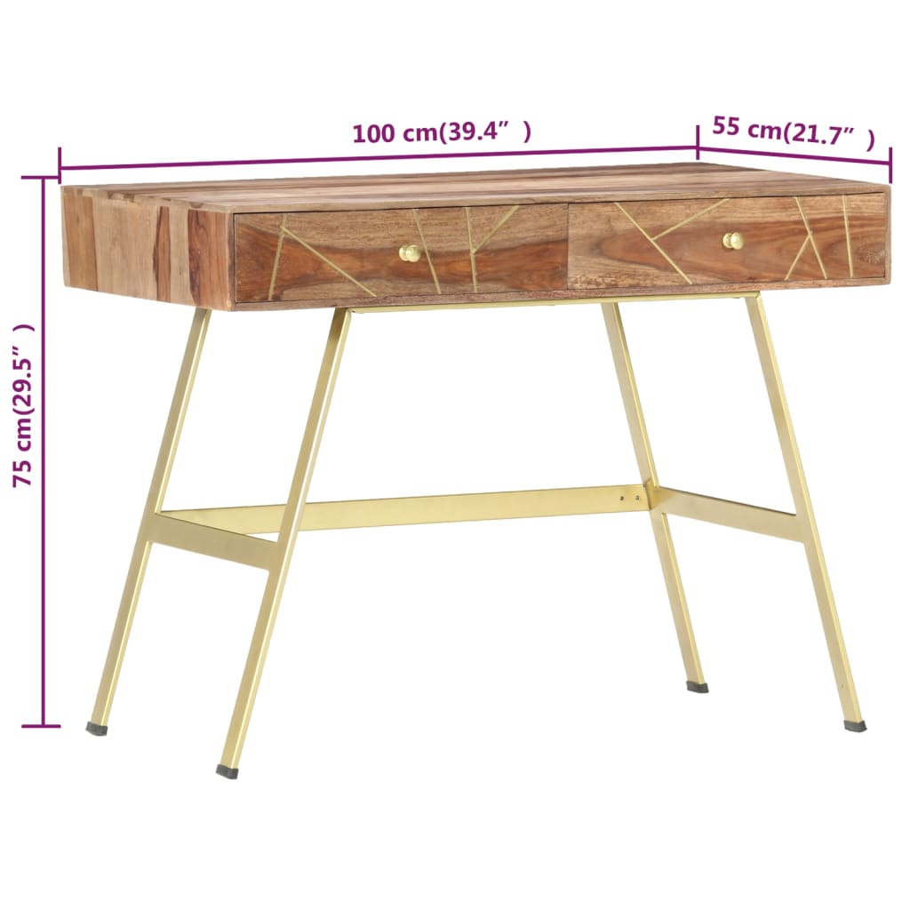 Schrijftafel met lades 100x55x75 cm massief acaciahout is nu te koop bij PeponiXL, paradijselijk wonen!