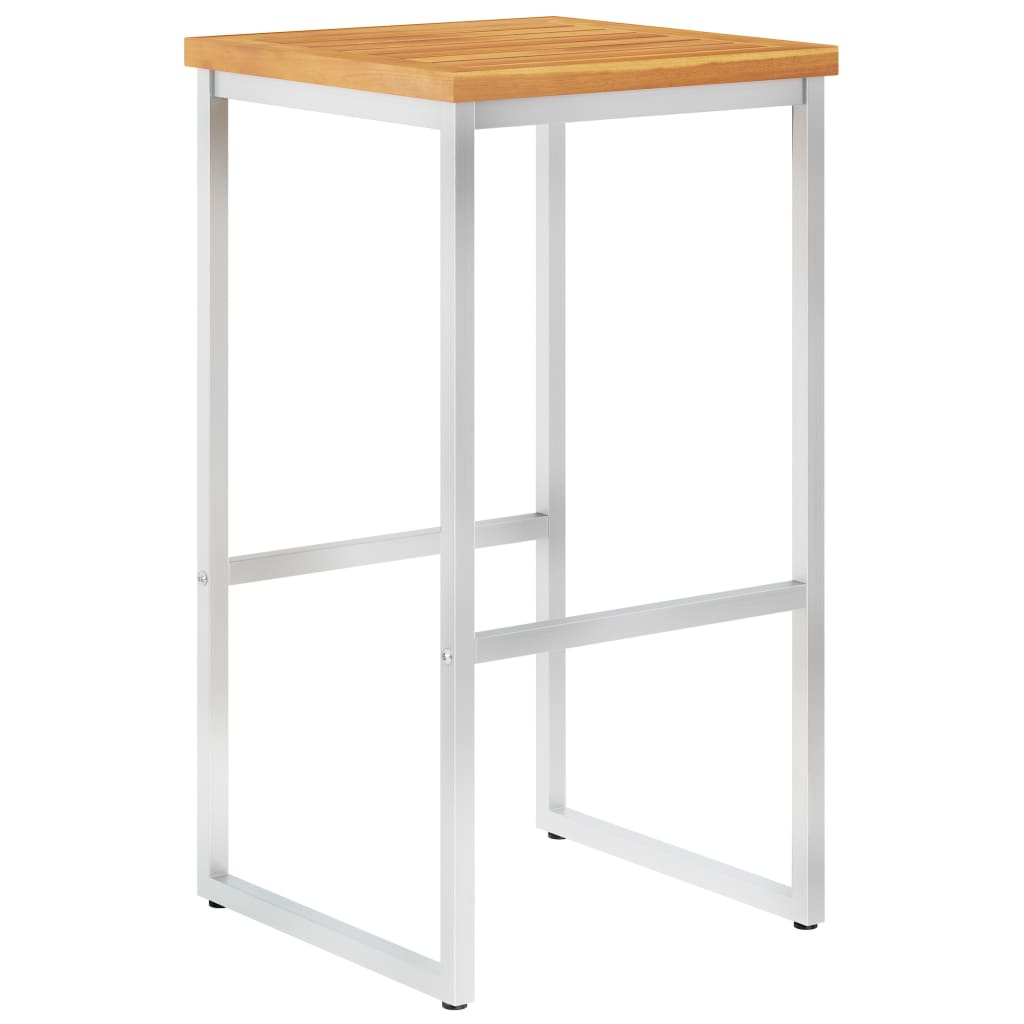 Barstoelen 4 st massief acaciahout en roestvrij staal is nu te koop bij PeponiXL, paradijselijk wonen!