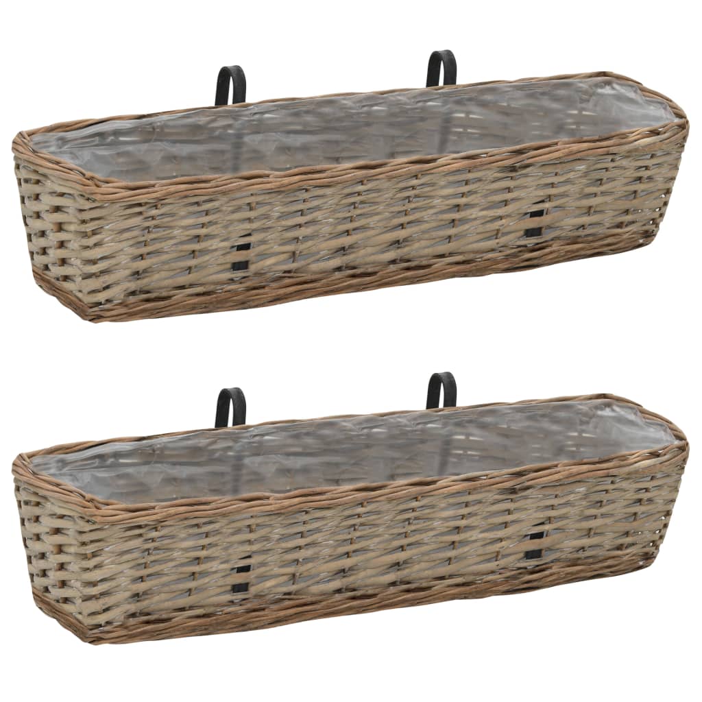 Balkonbakken 2 st 80 cm wicker met PE-voering is nu te koop bij PeponiXL, paradijselijk wonen!