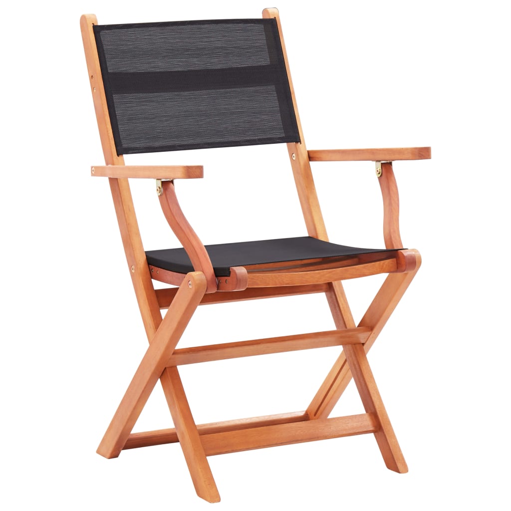 Tuinstoelen inklapbaar 2 st eucalyptushout en textileen zwart is nu te koop bij PeponiXL, paradijselijk wonen!