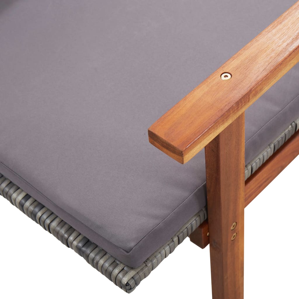 Ligbed met kussen poly rattan en massief acaciahout grijs is nu te koop bij PeponiXL, paradijselijk wonen!