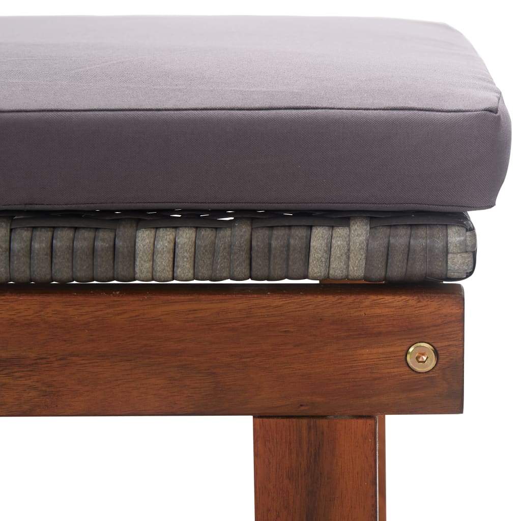 Ligbed met kussen poly rattan en massief acaciahout grijs is nu te koop bij PeponiXL, paradijselijk wonen!