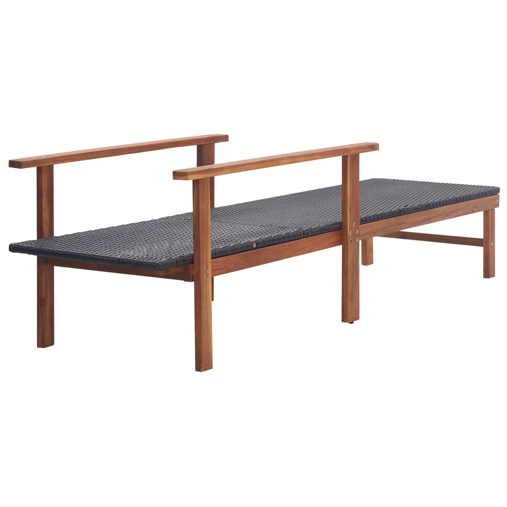 Ligbed poly rattan en massief acaciahout zwart is nu te koop bij PeponiXL, paradijselijk wonen!