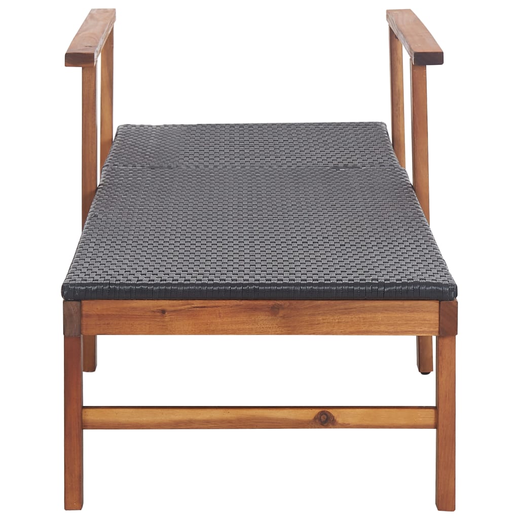 Ligbed poly rattan en massief acaciahout zwart is nu te koop bij PeponiXL, paradijselijk wonen!