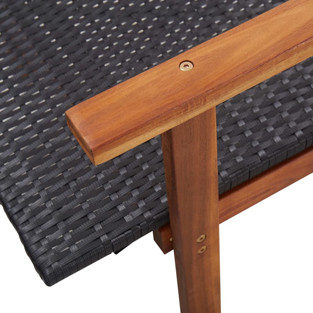 Ligbed poly rattan en massief acaciahout zwart is nu te koop bij PeponiXL, paradijselijk wonen!