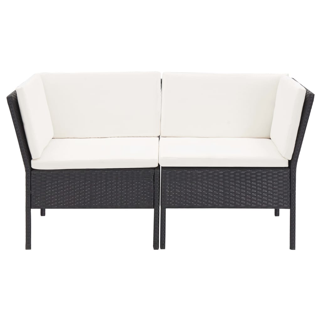 6-delige Loungeset met kussens poly rattan zwart is nu te koop bij PeponiXL, paradijselijk wonen!
