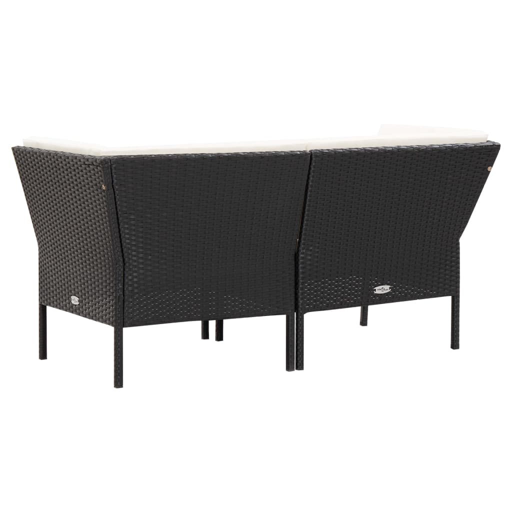 6-delige Loungeset met kussens poly rattan zwart is nu te koop bij PeponiXL, paradijselijk wonen!