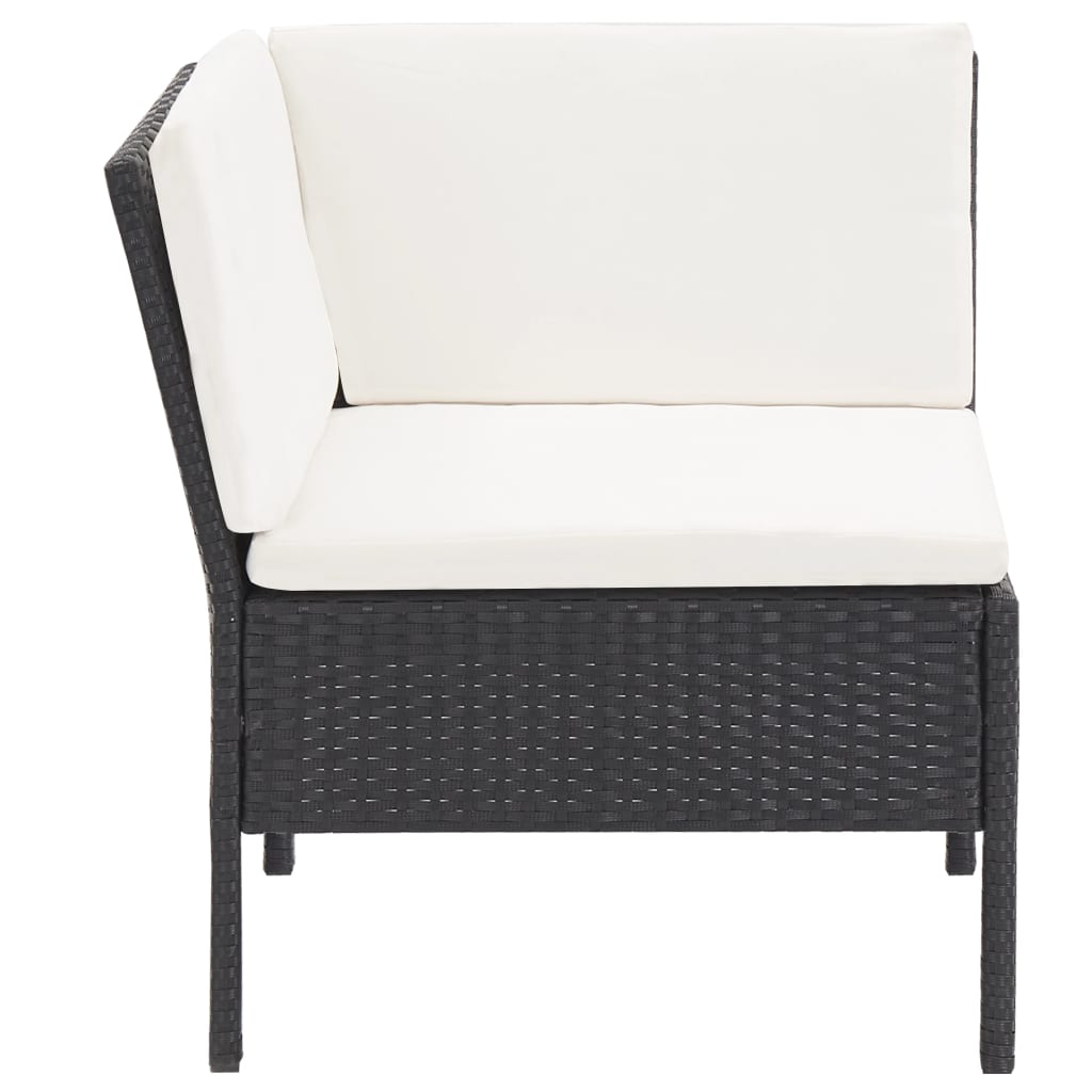 6-delige Loungeset met kussens poly rattan zwart is nu te koop bij PeponiXL, paradijselijk wonen!