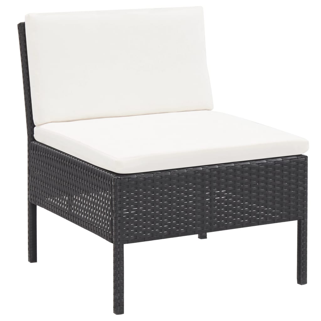 6-delige Loungeset met kussens poly rattan zwart is nu te koop bij PeponiXL, paradijselijk wonen!