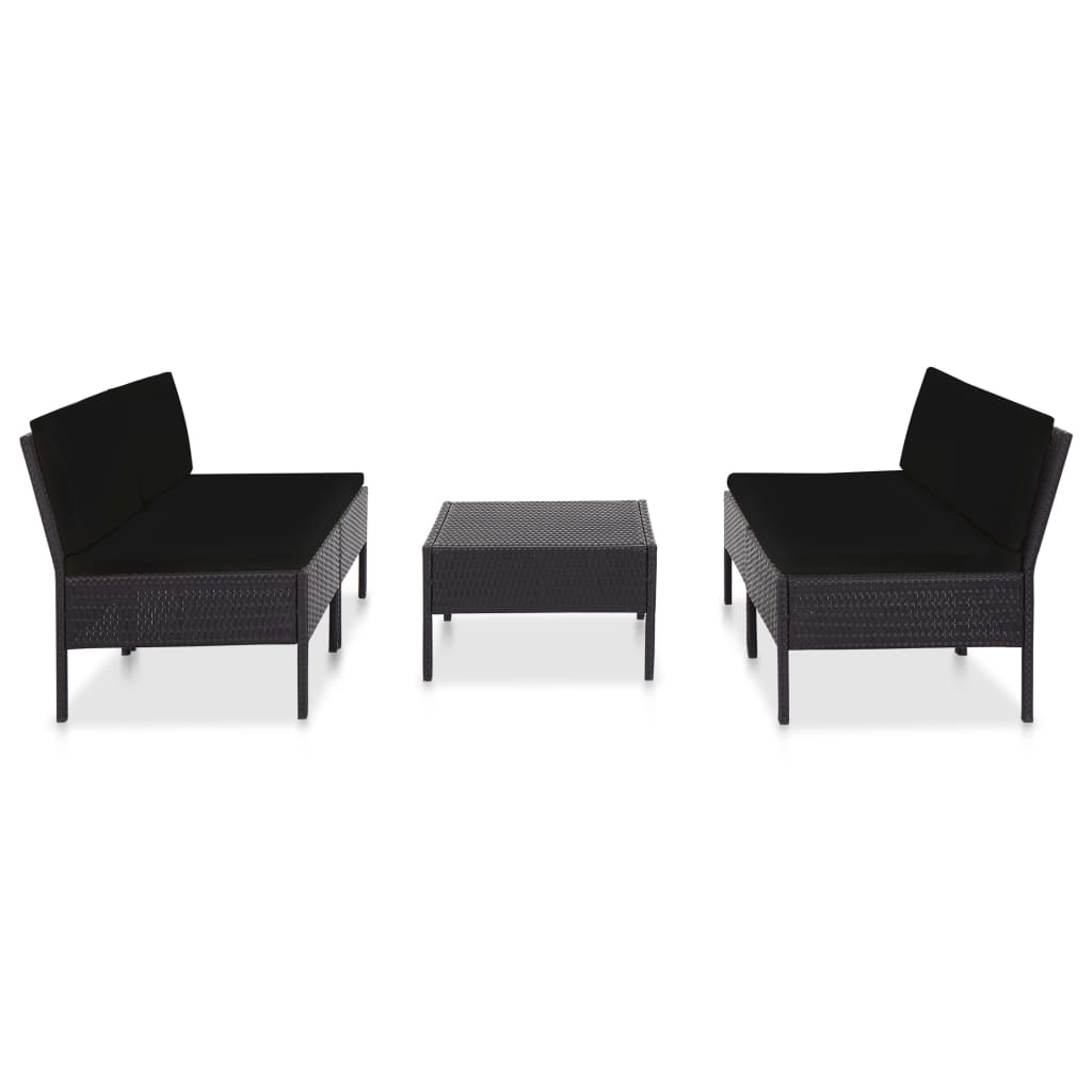 5-delige Loungeset met kussens poly rattan zwart is nu te koop bij PeponiXL, paradijselijk wonen!